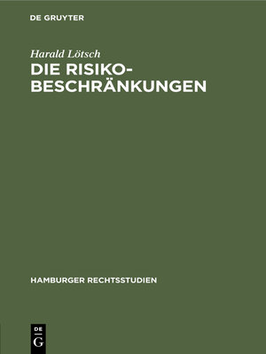 cover image of Die Risikobeschränkungen